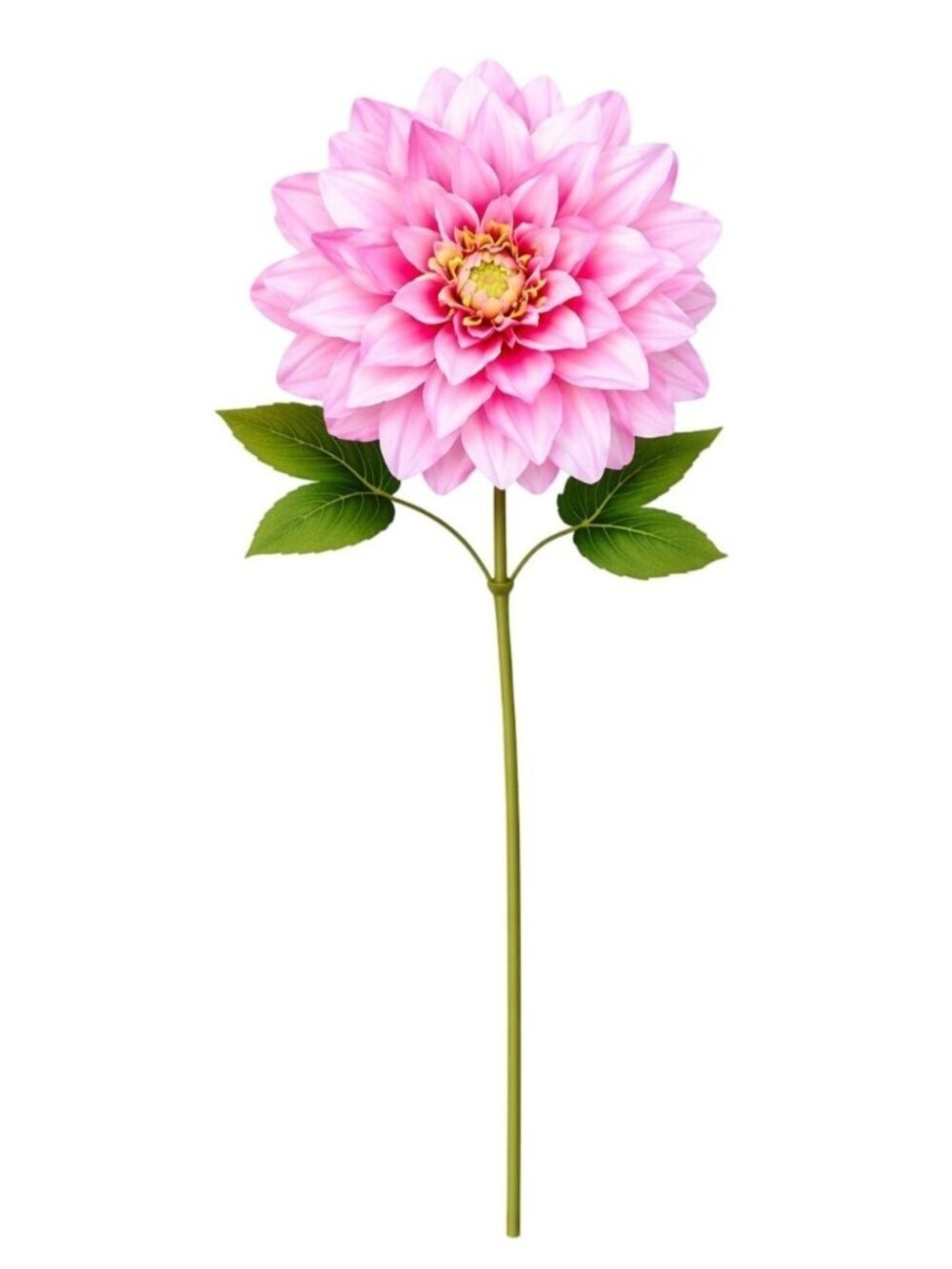 Pink Dahlia Stem Faux Flower 24 Inch 5 Inch Bloom Soft Pink Artificial Dahlia